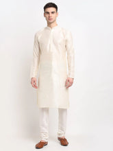 DesiQlo Men's White Solid Dupion Silk Kurta Payjama Set ( JOKP 636 White )