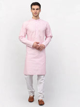 Men Pink Chikankari Kurta with Churidar ( JOKP 641 Pink )-JOKP-641