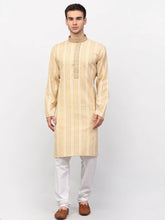 Men's Beige Woven Kurta Pajama