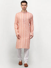 Men's Pink Woven Kurta Pajama