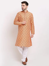 Men's Orange Woven Kurta Payjama Sets