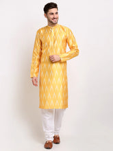 Men's Mustard Dupion Ikkat Kurta Payjama Sets