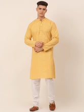 Men's Pure Cottom Embroidered Kurta Pyjama Set ( JOKP 660 Beige )
