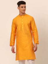 Men Mustard Striped Pleated Chikankari Kurta Only ( KO 666 Mustard )