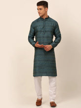 Men Printed Sequinned Kurta with Churidar ( JOKP 668 Teal )