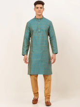 DesiQlo Men's Blue Embroidered Kurta Payjama Sets ( JOKP 676 Blue )