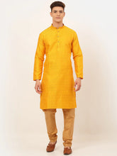 DesiQlo Men's Mustard Embroidered Kurta Payjama Sets ( JOKP 676 Mustard )