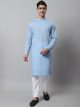 Men's Light blue Cotton Striped Kurta Payjama Sets ( JOKP 679Light-Blue )-JOKP-679