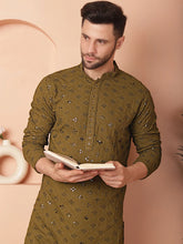 Men's Chikankari and Sequence Kurta with Pyjama-JOKP-PY