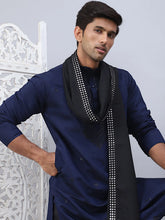 Sequins Embroidered Kurta Pyjama and Dupatta for Men-JOKP-DM-B1