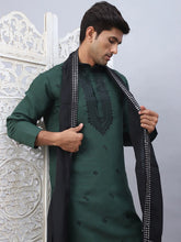 Sequins Embroidered Kurta Pyjama and Dupatta Set for Men-JOKP-DM-B1