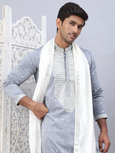 Sequins Embroidered Kurta Pyjama With Dupatta Set-JOKP-DM-W1E