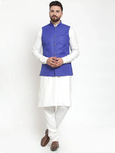 Men's Solid Kurta Check with Solid Waistcoat