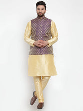 Men's Dupion Kurta Pajama with Woven Jacquard Waistcoat