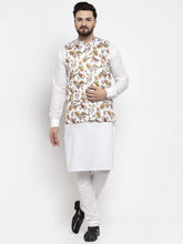Men's Solid Offer Cotton Kurta Pajama with Printed Waistcoat