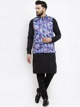 Men's Solid Cotton Kurta Pajama Solid with Printed Waistcoat