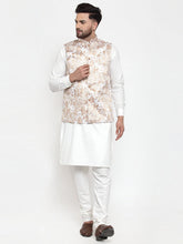 Men's Assorted Solid Cotton Kurta Pajama with Printed Waistcoat