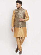Wonder Solid Dupion Kurta Pajama with Woven Jacqaurd Waistcoat