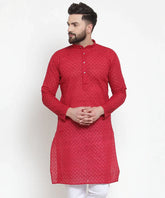 DesiQlo Men Maroon Chikan Kurta Only ( KO 561 Maroon )