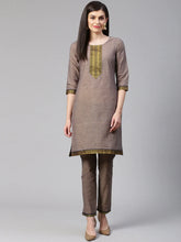 Women Grey Yoke Design Kurta with Trousers (JOKS 1321 Grey)-JOKS-1321