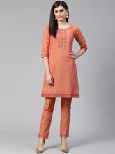 Women Pink Yoke Design Kurta with Trousers (JOKS 1321 Pink)-JOKS-1321