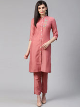 Women Pink Embroidered Solid Kurta with Trousers (JOKS 1326 Pink)-JOKS-1326