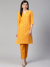 Women Yellow Printed Kurta with Trousers(JOKS 1328 Yellow)-JOKS-1328