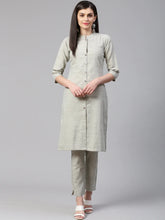 Women Grey Woven Design Kurta with Trousers (JOKS 1332 Grey)-JOKS-1332