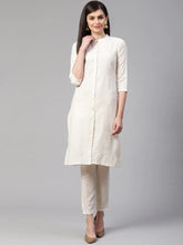 Women Off-White Woven Design Kurta with Trousers (JOKS 1332 Off-White)-JOKS-1332