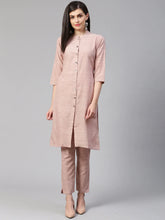Women Pink Woven Design Kurta with Trousers (JOKS 1332 Pink)-JOKS-1332