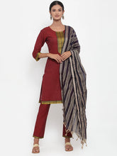 Women Maroon Solid Kurta with Trousers & Dupatta (JOKS D10B 1321 Maroon)