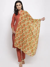Women Orange Self-Striped Kurta with Trousers & Floal Georgette Dupatta ( JOKS D3O 1310 Orange )-JOKS-D3O-1310