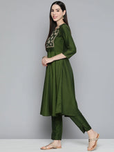 Women Green Embroidered Regular Kurta with Trousers & With Dupatta ( JOKS D30 1361 Green )-JOKS-D30-1361