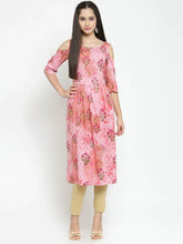 Women Pink Printed A-Line Kurta ( JOK 1125 Pink )-JOK-1125