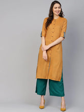 Women Mustard Woven Design Straight Rayon Kurta ( JOK 1227 Mustard )-JOK-1227
