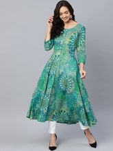 Women Green & White Printed Flared Kurta ( JOK 1249 Green )-JOK-1249