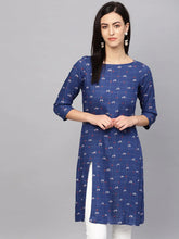 Women Blue & Off-White Checked Straight Kurta ( JOK 1273 Blue )-JOK-1273