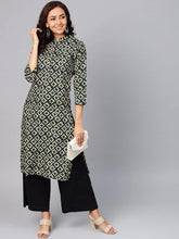 Women Cream-Coloured & Black Printed Straight Kurta ( JOK 1279 Black )-JOK-1279