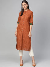 Women Rust Brown Embroidered Straight Kurta ( JOK 1285 Brown )-JOK-1285