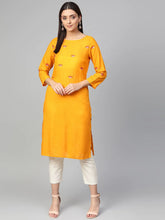 Women Mustard Yoke Design Straight Kurta ( JOK 1293 Mustard )-JOK-1293