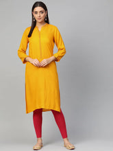 Women Mustard Embroidered Straight Kurta ( JOK 1294 Mustard )-JOK-1294