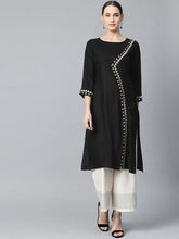 Women Black Embroidered Straight Kurta ( JOK 1311 Black )-JOK-1311