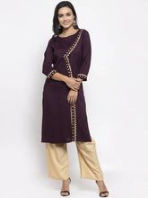 Women Purple Embroidered Straight Kurta ( JOK 1311 Wine )-JOK-1311