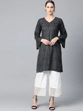Women Charcoal Grey & Black Printed Straight Kurta ( JOK 1315 Grey )-JOK-1315