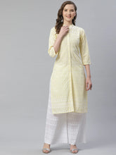 Women Yellow & White Chikankari Embroidered Kurta with Palazzos ( JOKPL C-W 1351 Yellow )-JOKPL-C-W-1351