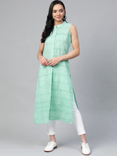 Women Green Pure Cotton Woven Design Straight Kurta ( JOK 1366 Green )-JOK-1366