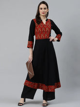 Women Black & Brown Printed Yoke Design Anarkali Kurta ( JOK 1373 Brown )-JOK-1373