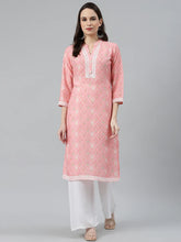 Women Pink & Off White Floral Printed Kurta ( JOK 1375 Pink )-JOK-1375