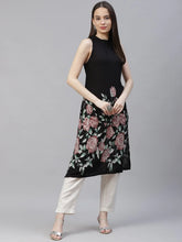 Women Black Floral Printed Floral Kurta ( JOK 1398 Black )