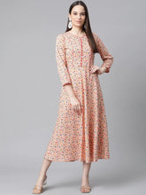 DesiQlo Women Orange & Blue Floral Printed Floral Kurta ( JOK 1413 Orange )